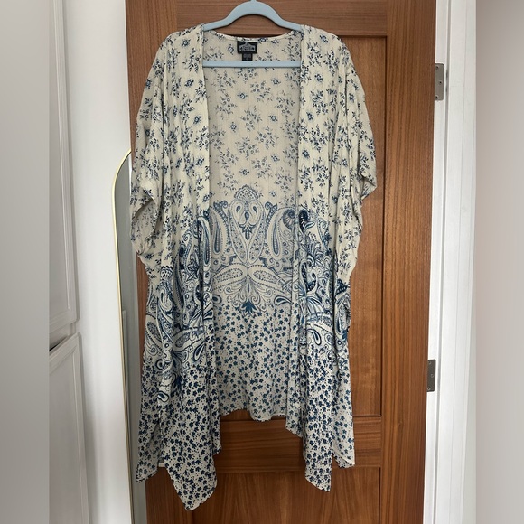 💎Angie Metallic Floral Kimono Women’s Large Glacier Blue🌙 - Picture 7 of 8